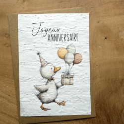Carte &agrave; planter Joyeux Anniversaire Canard