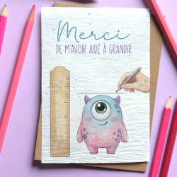 Carte &agrave; planter Merci de m'aider &agrave; grandir Monstre